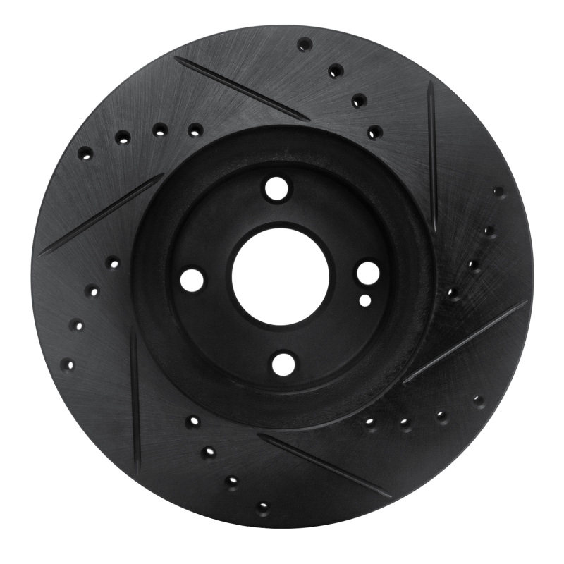 Mazda Miata Brake Rotor (1) - Front Left - R1 Concepts - Drilled & Slotted - Black - `01-`05